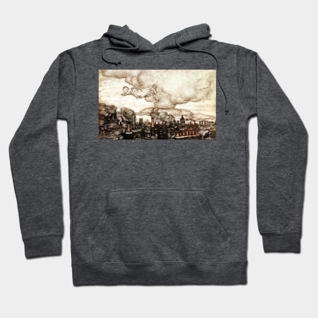 Away He Flew - Peter Pan at Kensington Gardens - Arthur Rackham Hoodie by forgottenbeauty